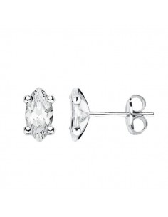 9K PENDIENTES ORO BLANCO PIEDRA GARRAS CIERRE PRESION