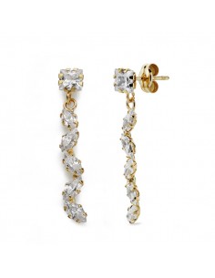 9K PENDIENTES ORO AMARILLO LARGOS 9K CIRCONITA 28X5MM