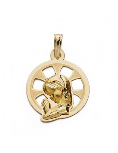 9K MEDALLA ORO AMARILLO VIRGEN NIÑA CALADA 22X17 MM
