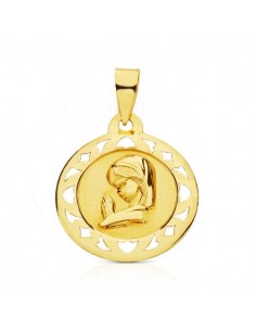 9K MEDALLA ORO AMARILLO VIRGEN NIÑA 18 MM