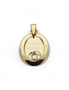 9K COLGANTE " SIEMPRE UNIDOS " BICOLOR 22X16 MM