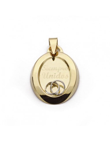 9K COLGANTE " SIEMPRE UNIDOS " BICOLOR 22X16 MM