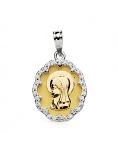 9K MEDALLA ORO AMARILLO VIRGEN NIÑA CIRCONITA 9K 20X14 MM