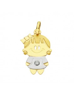 9K COLGANTE ORO BICOLOR NIÑO NIÑA 22X14 MM