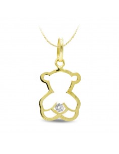 9K COLGANTE OSO CIRCONITA ORO AMARILLO