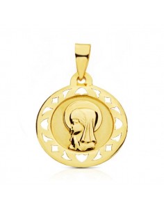 9K MEDALLA ORO AMARILLO VIRGEN NIÑA 18 MM