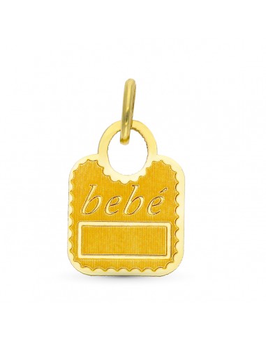 9K COLGANTE ORO AMARILLO BABERO DE BEBE 14X10 MM