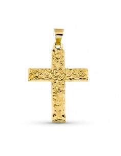 9K CRUZ ORO AMARILLO SIN CRISTO ESTAMPADA 32X24 MM ESPALDA LISA