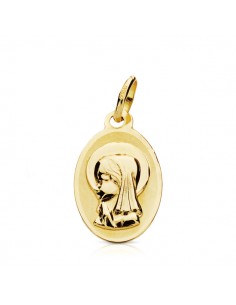 9K MEDALLA ORO AMARILLO VIRGEN NIÑA OVAL. 17X10 MM