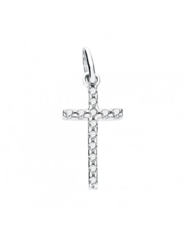 9K CRUZ ORO BLANCO CON CIRCONITA 22X12 MM