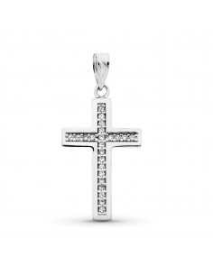9K CRUZ ORO BLANCO CIRCONITA ORO BLANCO 26X15 MM
