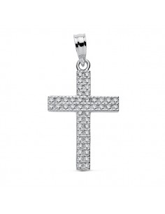 9K CRUZ ORO BLANCO CIRCONITA 19X15 MM