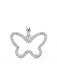 9K COLGANTE ORO BLANCO MARIPOSA CON CIRCONITA 22X16 MM