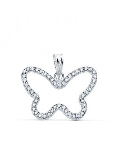 9K COLGANTE ORO BLANCO MARIPOSA CON CIRCONITA 22X16 MM