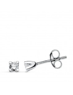 9K PENDIENTES ORO BLANCO DIAMANTES 4 GARRA 0.12 CTS SI-H CIERRE PRESION