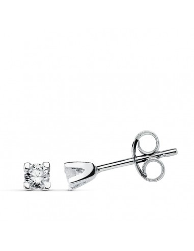 9K PENDIENTES ORO BLANCO DIAMANTES 4 GARRA 0.12 CTS SI-H CIERRE PRESION