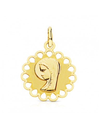 9K MEDALLA ORO AMARILLO VIRGEN NIÑA CERCO. 15 MM