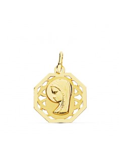 9K MEDALLA ORO AMARILLO VIRGEN NIÑA 17X14 MM