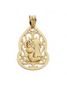 9K MEDALLA ORO AMARILLO VIRGEN NIÑA CALADA 27X18 MM