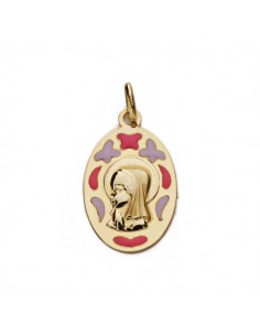 9K MEDALLA ORO AMARILLO VIRGEN NIÑA ESMALTE 9K 21X13 MM