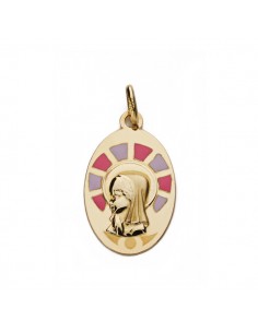 9K MEDALLA ORO AMARILLO VIRGEN NIÑA ESMALTE 9K 21X13 MM