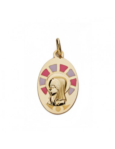 9K MEDALLA ORO AMARILLO VIRGEN NIÑA ESMALTE 9K 21X13 MM