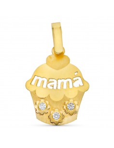 9K COLGANTE ORO AMAIRLLO CON CIRCONITA MAMA MAGDALENA 19 X 15 MM