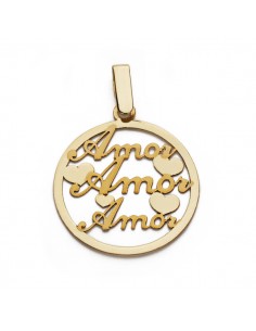 9K COLGANTE ORO AMARILLO AMOR 19 MM