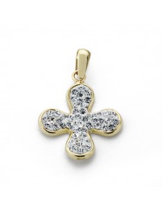 9K CRUZ ORO BLANCO CIRCONITA 17X14 MM