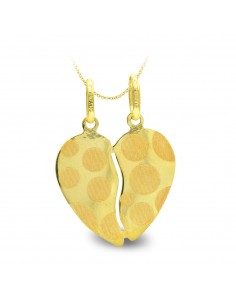 9K COLGANTE ORO AMARILLO CORAZON PARTIDO LUNARES 17X15 MM