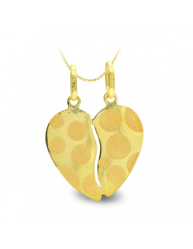 9K COLGANTE ORO AMARILLO CORAZON PARTIDO LUNARES 17X15 MM