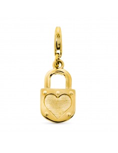 9K COLGANTE ORO AMARILLO CANDADO CON MOSQUETON 15X8 MM