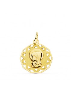 9K MEDALLA ORO AMARILLO VIRGEN NIÑA CALADA 18 MM