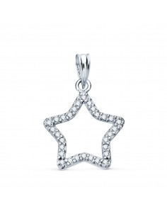 9K COLGANTE ORO BLANCO ESTRELLA CON CIRCONITAS. MEDIDA: 16X15 MM