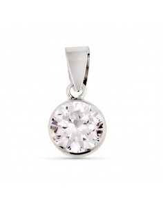 9K COLGANTE ORO BLANCO REDONDO CHATON CON CIRCONTIA 7 MM