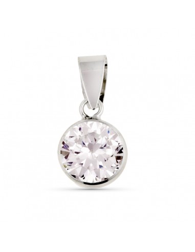 9K COLGANTE ORO BLANCO REDONDO CHATON CON CIRCONTIA 7 MM