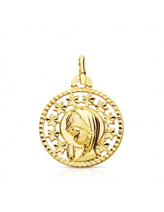 9K MEDALLA ORO AMARILLO VIRGEN CERCO CALADO 19X16 MM