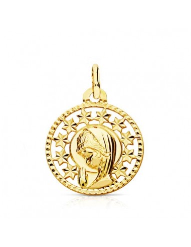 9K MEDALLA ORO AMARILLO VIRGEN CERCO CALADO 19X16 MM