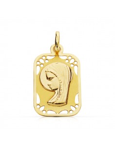 9K MEDALLA ORO AMARILLO VIRGEN NIÑA CALADA 16X11 MM