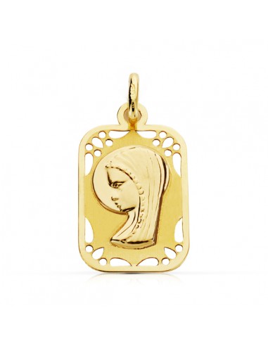 9K MEDALLA ORO AMARILLO VIRGEN NIÑA CALADA 16X11 MM