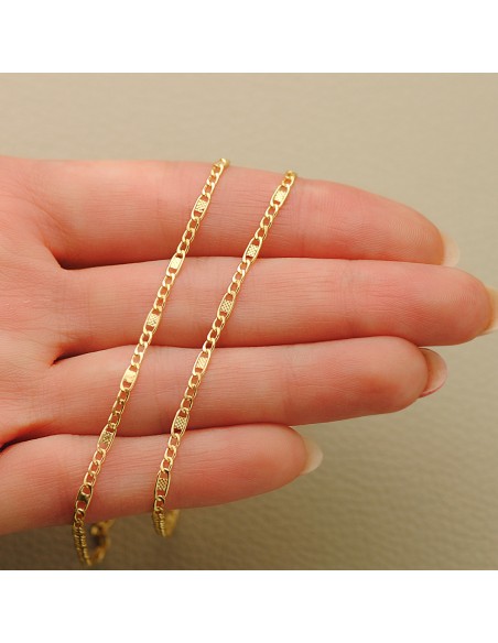 18K CADENA ORO AMARILLO COMBINADA HUECA 3 X 1. LARGO: 50 CM - ANCHO: 2 MM
