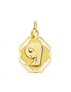 9K MEDALLA ORO AMARILLO VIRGEN NIÑA CERCO. 15X13 MM