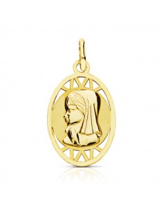 9K MEDALLA ORO AMARILLO VIRGEN NIÑA OVAL. 21X12 MM