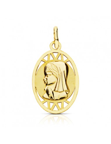 9K MEDALLA ORO AMARILLO VIRGEN NIÑA OVAL. 21X12 MM