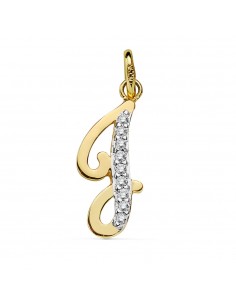 9K COLGANTE ORO AMARILLO LETRA J CIRCONITA 18X7 MM