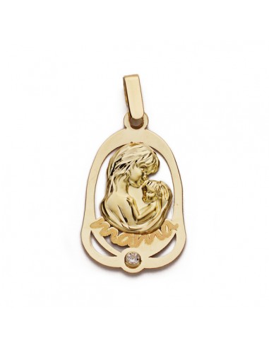 9K COLGANTE ORO AMARILLO MADRE CIRCONITA 25X15MM
