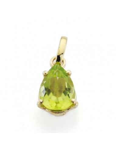 9K COLGANTE ORO AMARILLO LAGRIMA OLIVINA NATURAL 1 19 QTS. MEDIDA: 8 X 6 MM