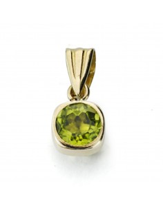 9K COLGANTE ORO AMARILLO CUADRADO OLIVINA NATURAL 0 57 QTS. ANCHO: 5 MM