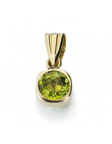 9K COLGANTE ORO AMARILLO CUADRADO OLIVINA NATURAL 0 57 QTS. ANCHO: 5 MM