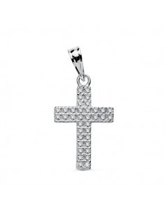 9K CRUZ ORO BLANCO CIRCONITA 20X12 MM